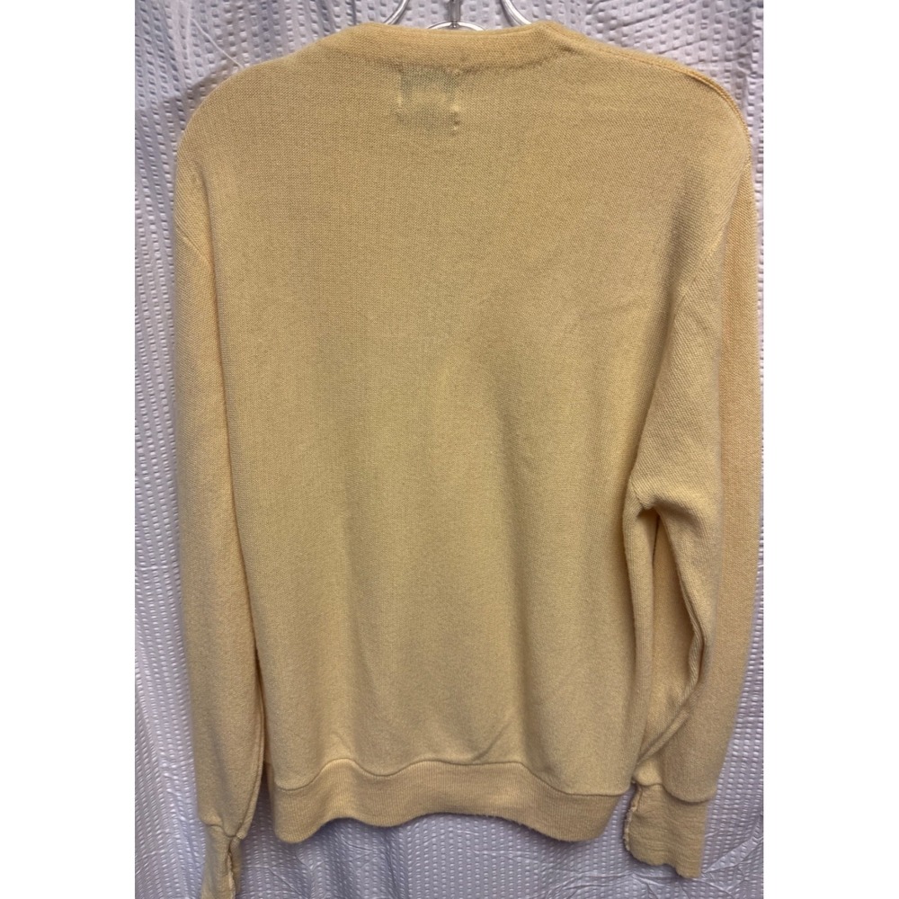 Vintage Izod Lacoste Cardigan Sweater Mens Large Yellow Grandpa Preppy USA Croc - Picture 13 of 13